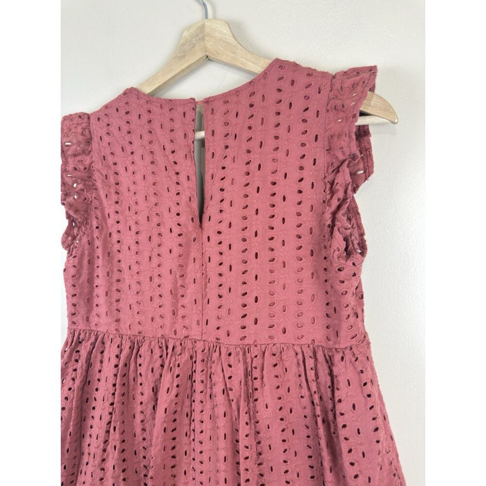 Mustard Seed Rust Eyelet Romper Dress Women’s S Terracotta Ruffle Boho Playsuit - Picture 8 of 16